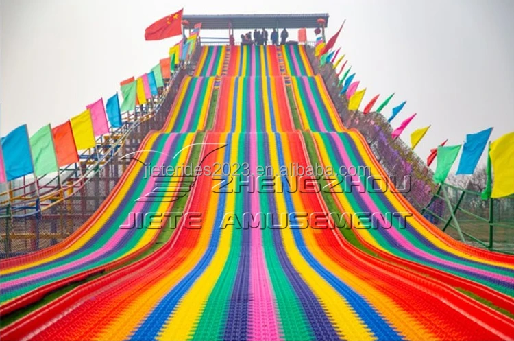 Outdoor Plastic Dry Ski Rainbow Snow Slip Slide tube factory design Fun Park Equipment For Park