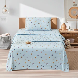 High Quality 4-Pcs Kids Bedding Set Luxury Cartoon Mushroom Print Comforter Sheet with Polyester Filling 100% Polyester for Boys