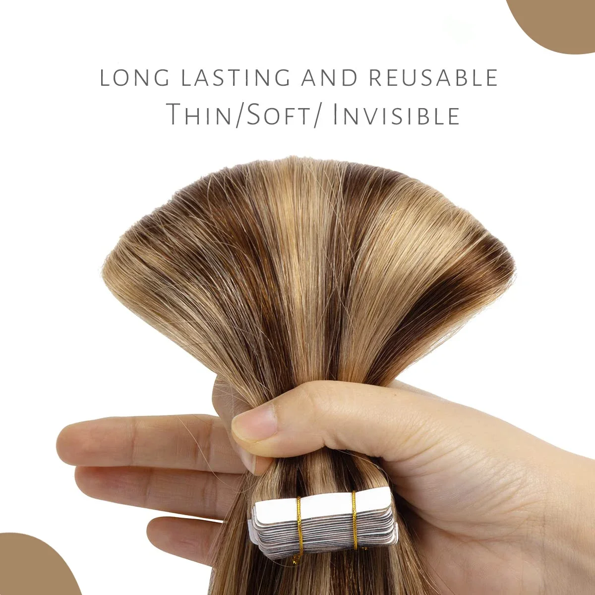 Extension per capelli lisci con nastro adesivo, capelli umani #P4/27, colore Remy, 20 pezzi/confezione, 16-26 pollici, per donne_voghion.com