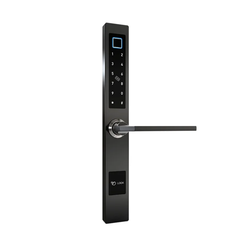 Slim Aluminium APP Smart Lock Broken Bridge Wifi Remote Unlock Fingerprint Electric Smart for Sliding Glass Door Lock with Hook