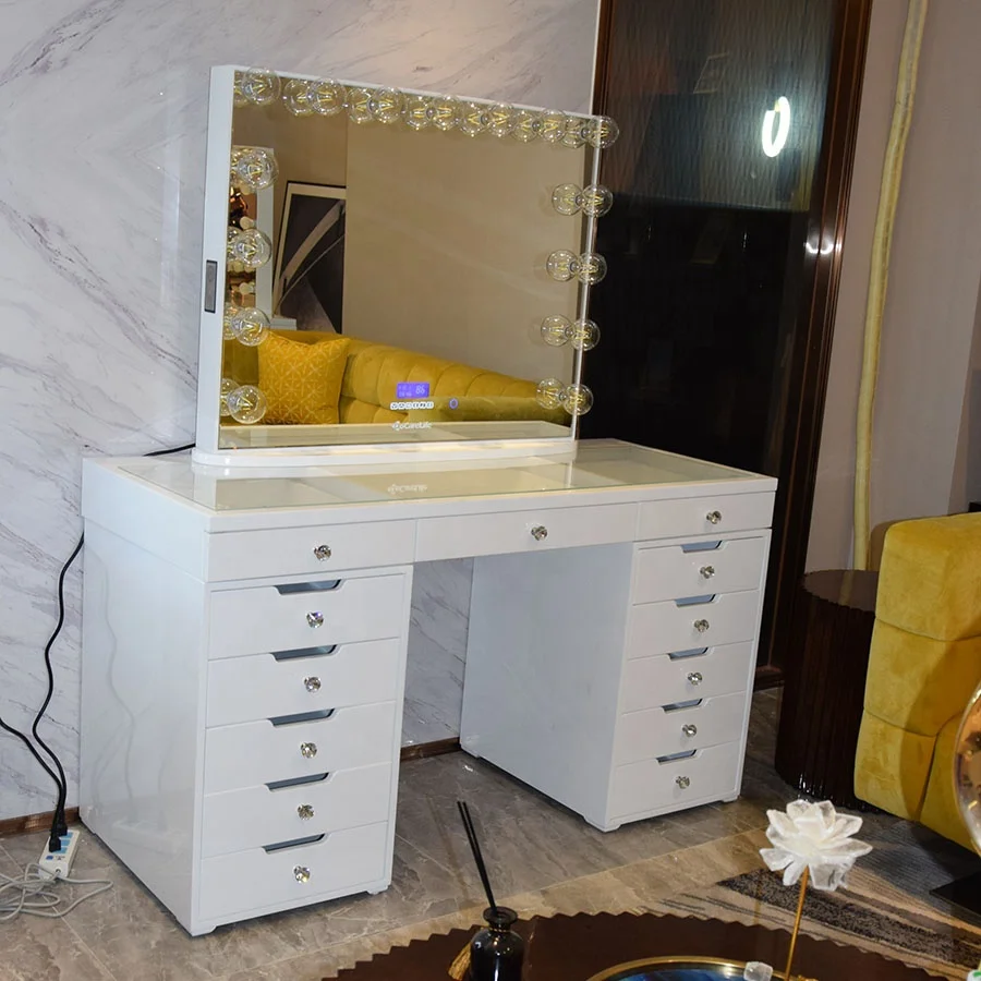 Vanity Dresser Girls Lighted Mirror Dressing Table with Drawers Stock in USA! Docarelife Luxury Bedroom Furniture Bedroom Sets