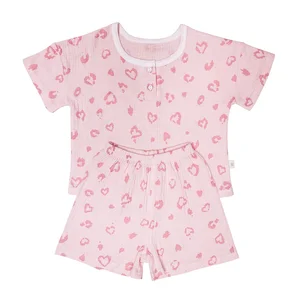 High Quality All Over Print Summer Soft Muslin Cotton Clothes Kids Toddler Girl Clothing Set