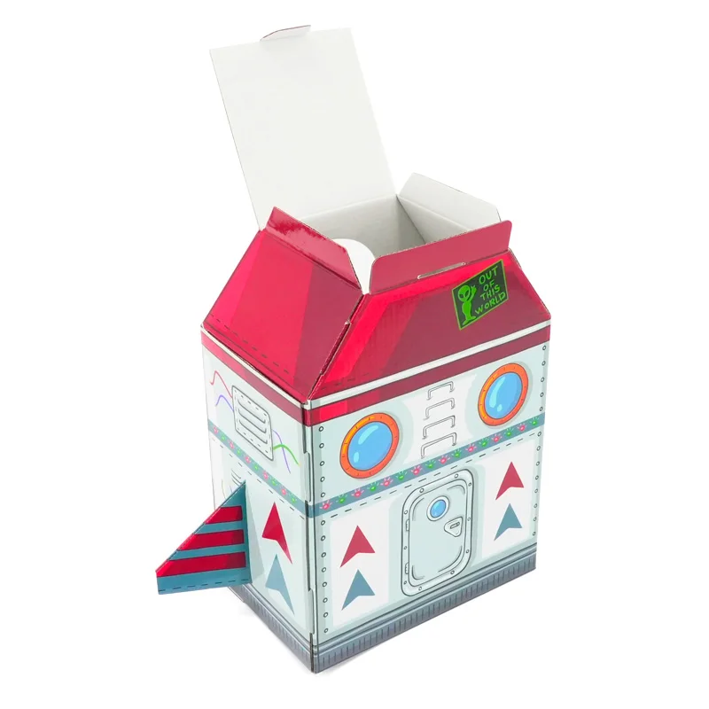 Free Design Unique Special Rocket Shaped Food Toys Gift Paper Packaging Box for Kids