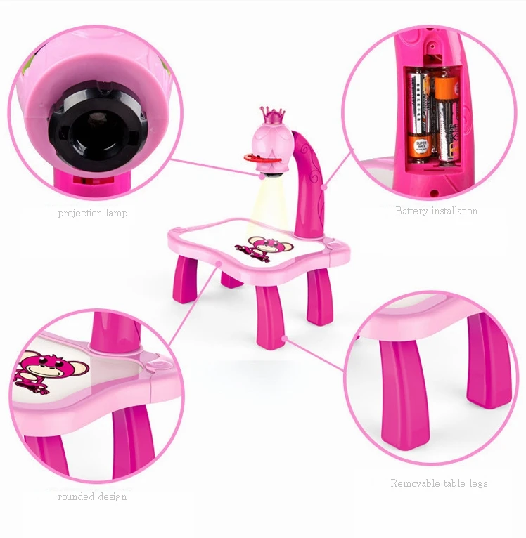 3 in 1 Projector Painting Drawing Table Educational Learning Desk Drawing  Toys with Music for Children