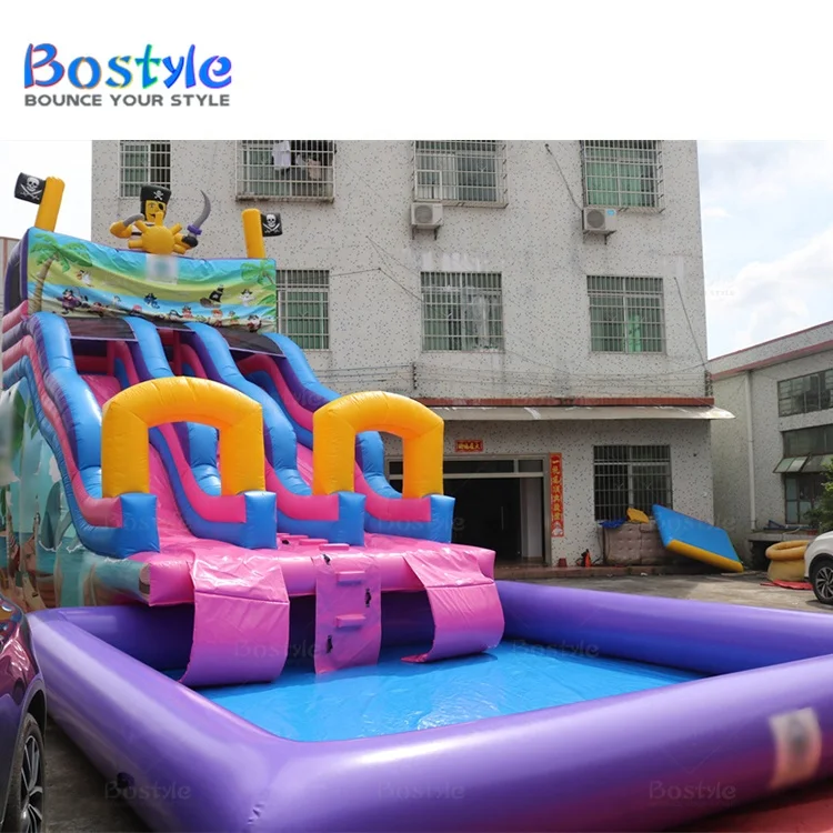 Giant Outdoor Inflatable Water Slide With Swimming Pool Inflatable Water Pool With Slide Big 