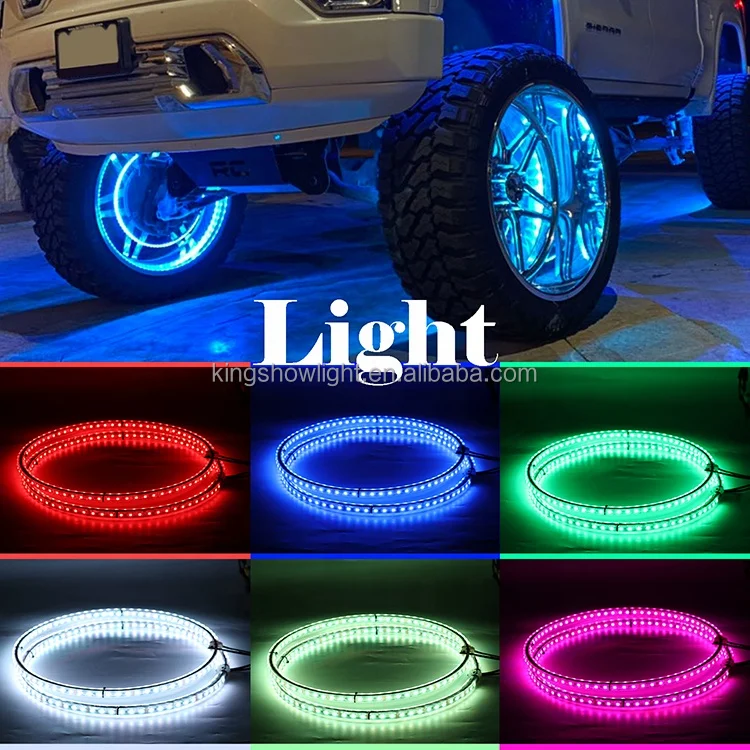 2021 Factory Hot NEWEST 17 inch RGBW Color 4pcs LED Illuminated Wheel Ring Light Kit Tire Light For Universal Cars
