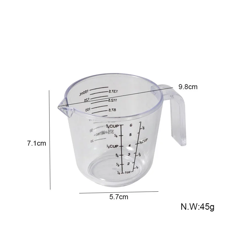 Small Size 150ml Capacity Container Portable  Measurement Tool Transparent Plastic Kitchen Measuring Cups