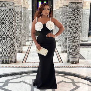 2026 Black Sexy Bodycon Dress ROBE SOIRéE Casual Career Floor-Length Natural Waist Chiffon Fabric Sequined Decoration Washable