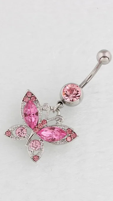 Butterfly Decor Rhinestone Belly Ring