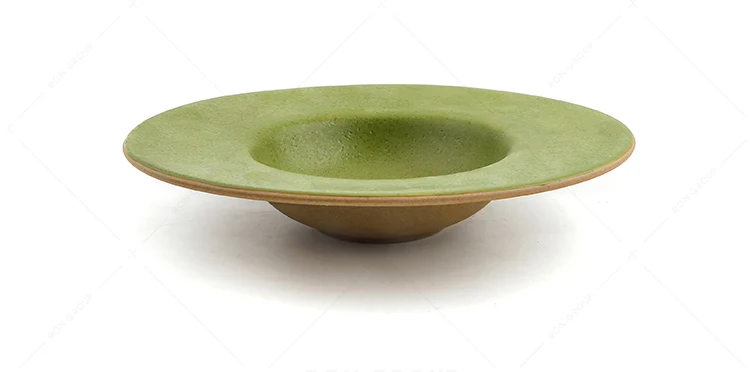 Hot sale ceramic straw hat shape 8 inch western food dish deep soup pasta plate