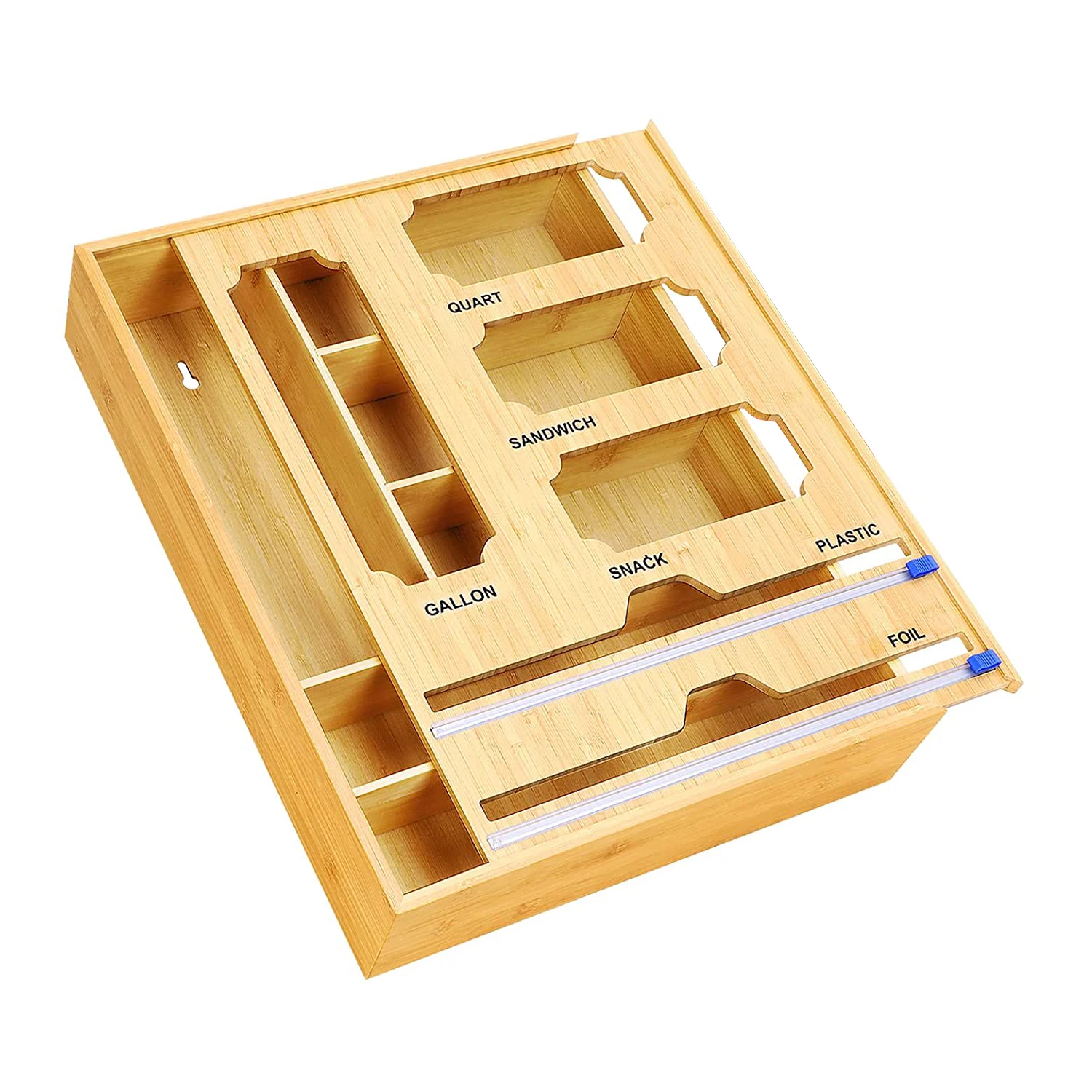 6 in 1 Ziplock Bag Organizer - Bamboo Sandwich Bag Organizer