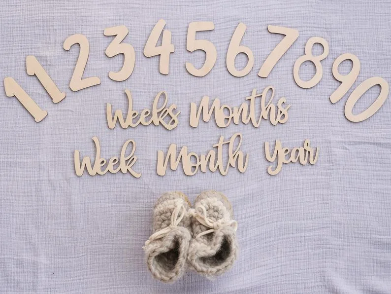 Wooden Baby Monthly Milestone Cut Outs wood Age Milestones Newborn Photoshoot
