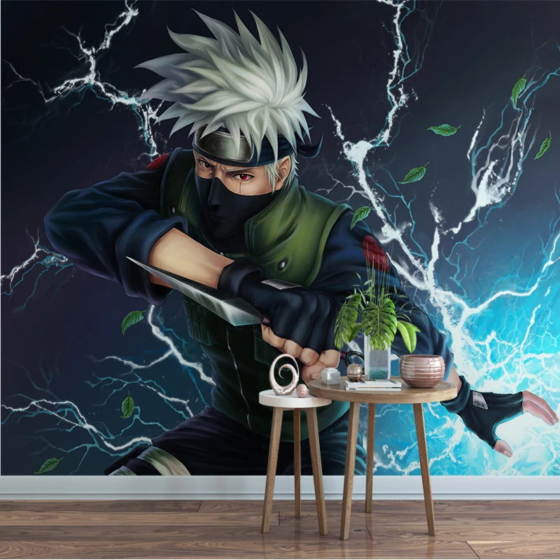 Adesivo de parede anime 3D menino menina Naruto desenho Ninja Samurai mangá  vinil mural-90X60CM-A_4060CM