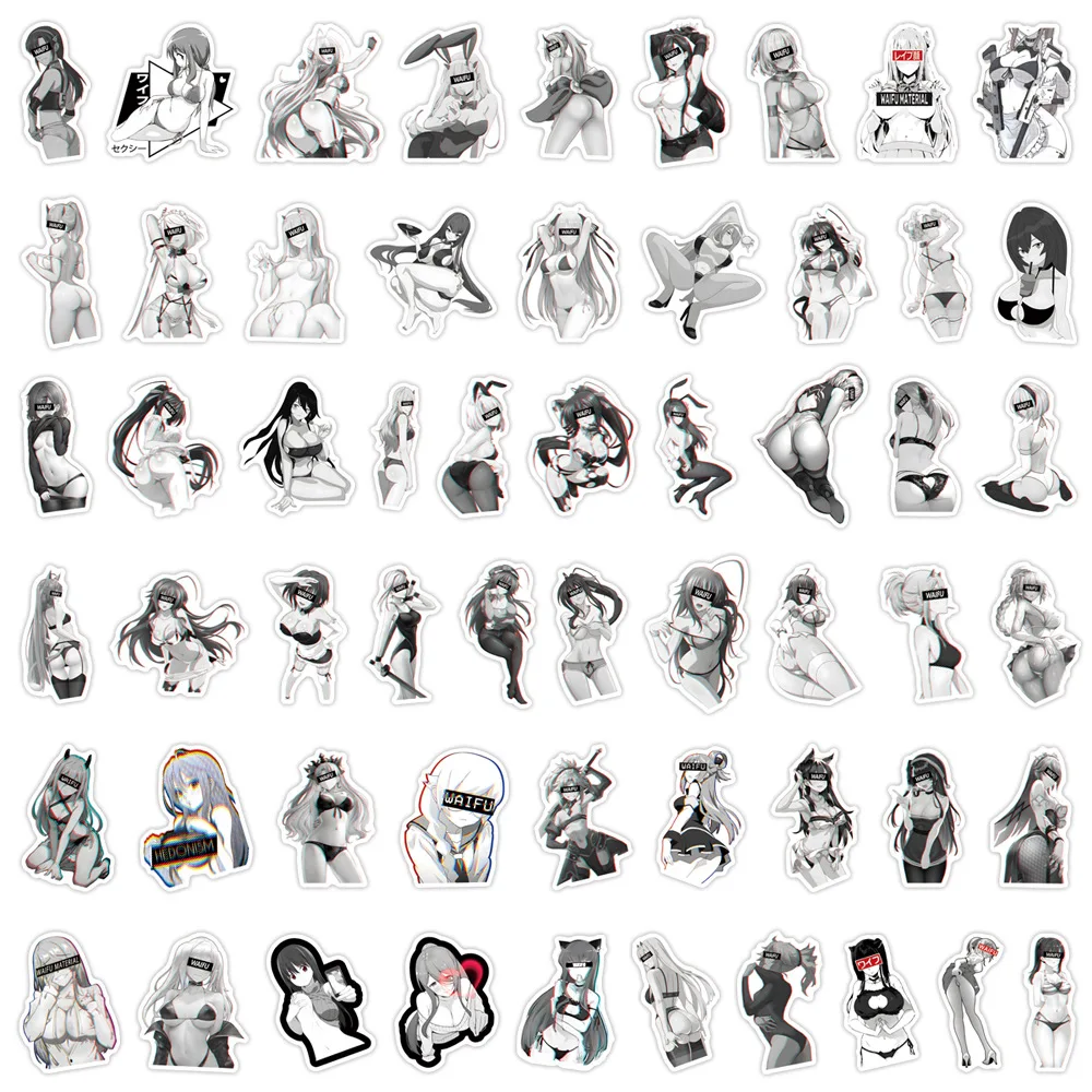 Playful WAIFU stickers 55 pcs