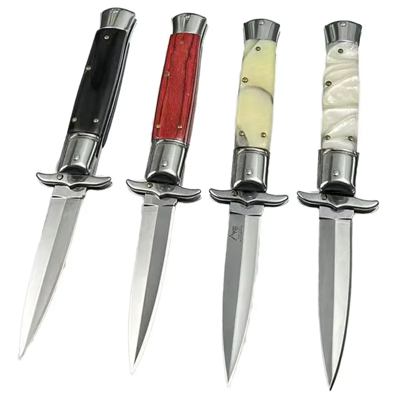 Self Defense  Sliding  Push Button Camping Hunting Knife sharp Stainless 3cr13tactical Survival Outdoor Folding Pocket Knife