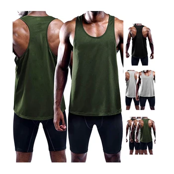 Mens Custom Logo Print Quick Dry Athletic Gym Muscle Sleeveless Shirts Running Fitness Workout Tank Top