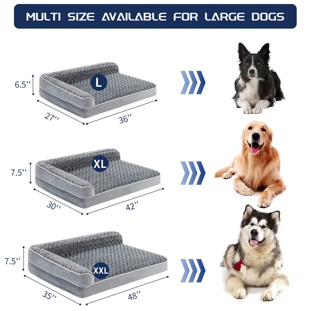 2024 New Style luxury xl xxl big heavy duty extra large wholesale memory foam orthopedic pet dog bed for large dogs manufacture