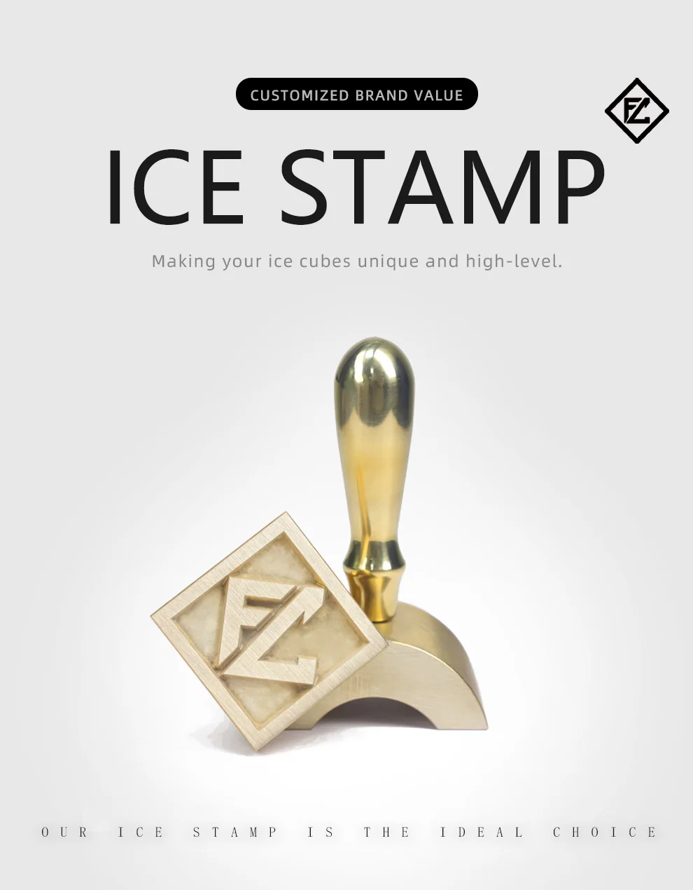 Custom Business Logo Ice Stamp With Personalized Logo Brass Ice Cube Branding Stamp Mold Bar