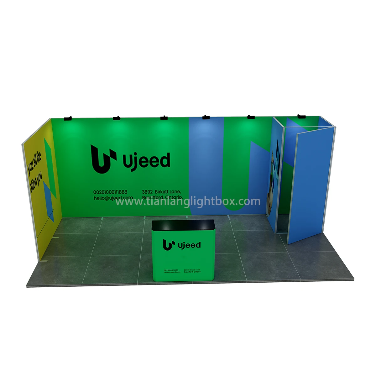 TianLang U shape lightest trade show booth 10x20 exhibition booth stand with double half side wall