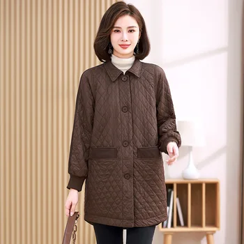 New autumn 2024 models Stylish temperament Simple commuting Retro literary style Grid pattern Flip collar women's casual coats