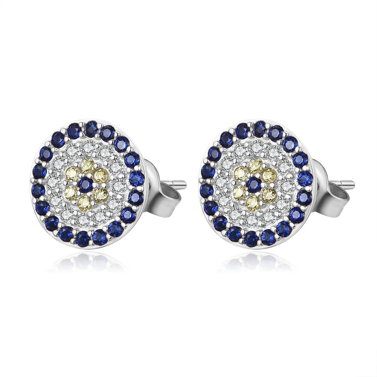 KAKODIY Eye Jewelry Earrings Silver 925 Sterling Silver Stud Earrings Zircon 18K Gold Plated Blue Small Turkish Eye Earrings detail 2