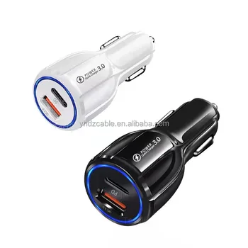 2-port USB C car charger QC3.0 USB fast charge Vehicle cigarette lighter adapted for iPhone11 12 13 PD charging head