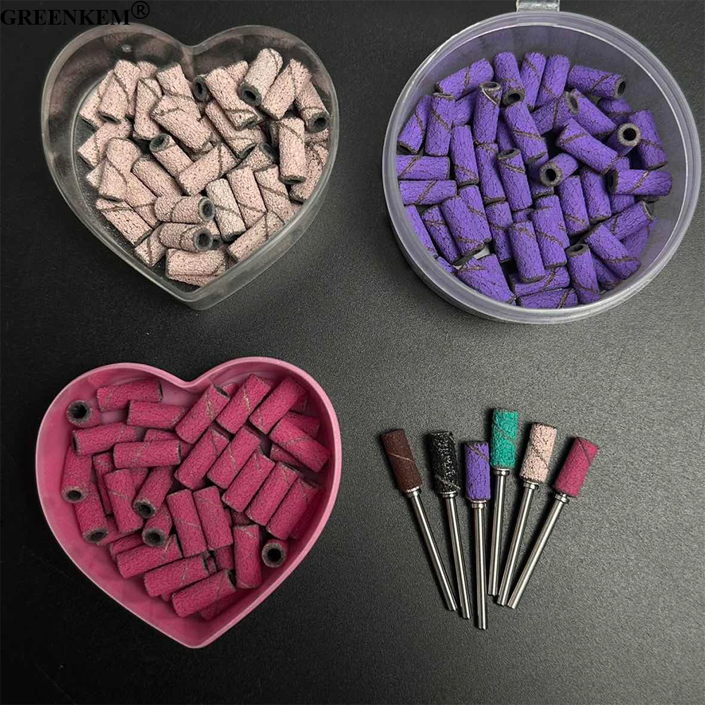 New 3mm Mini 50pcs Colorful 80/150/240 Nail Sanding Bands With Heart