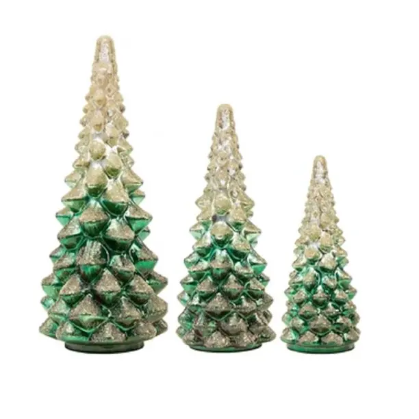 Indoor assorted mercury glass christmas tree set christmas decorative moulded  trees for home holiday decoration supplier supplier