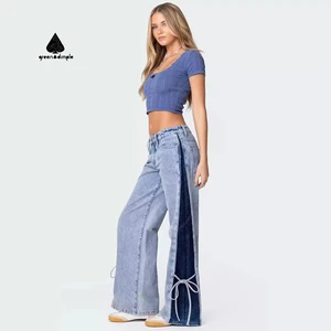 Women's High Waist Comfortable Loose Jeans Boyfriend Pour Femme New Contrasting Color Straight Wide Leg Denim Trousers for Women