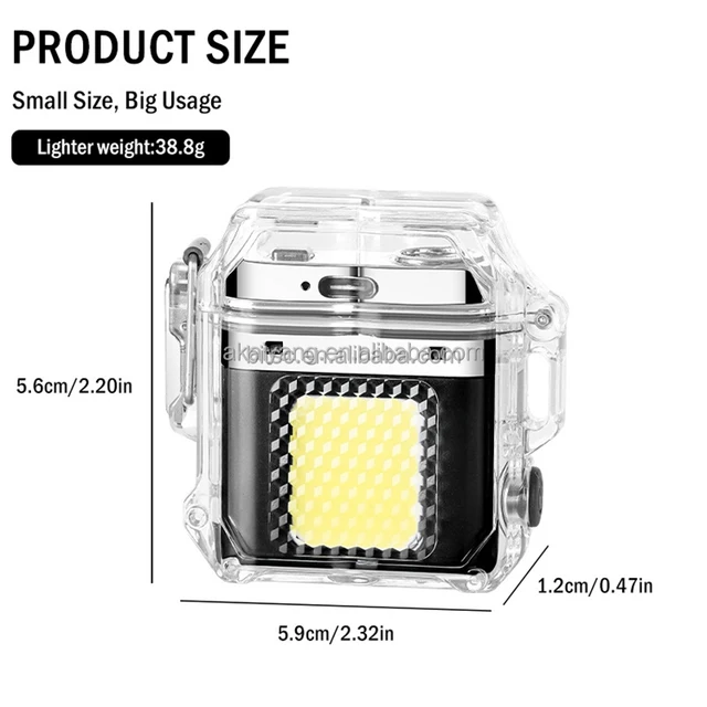 2024 New Fashion Outdoor Flashlight Transparent Covering Windproof Heat Rechargeable Electronic Promotion Wholesale USB Lighter
