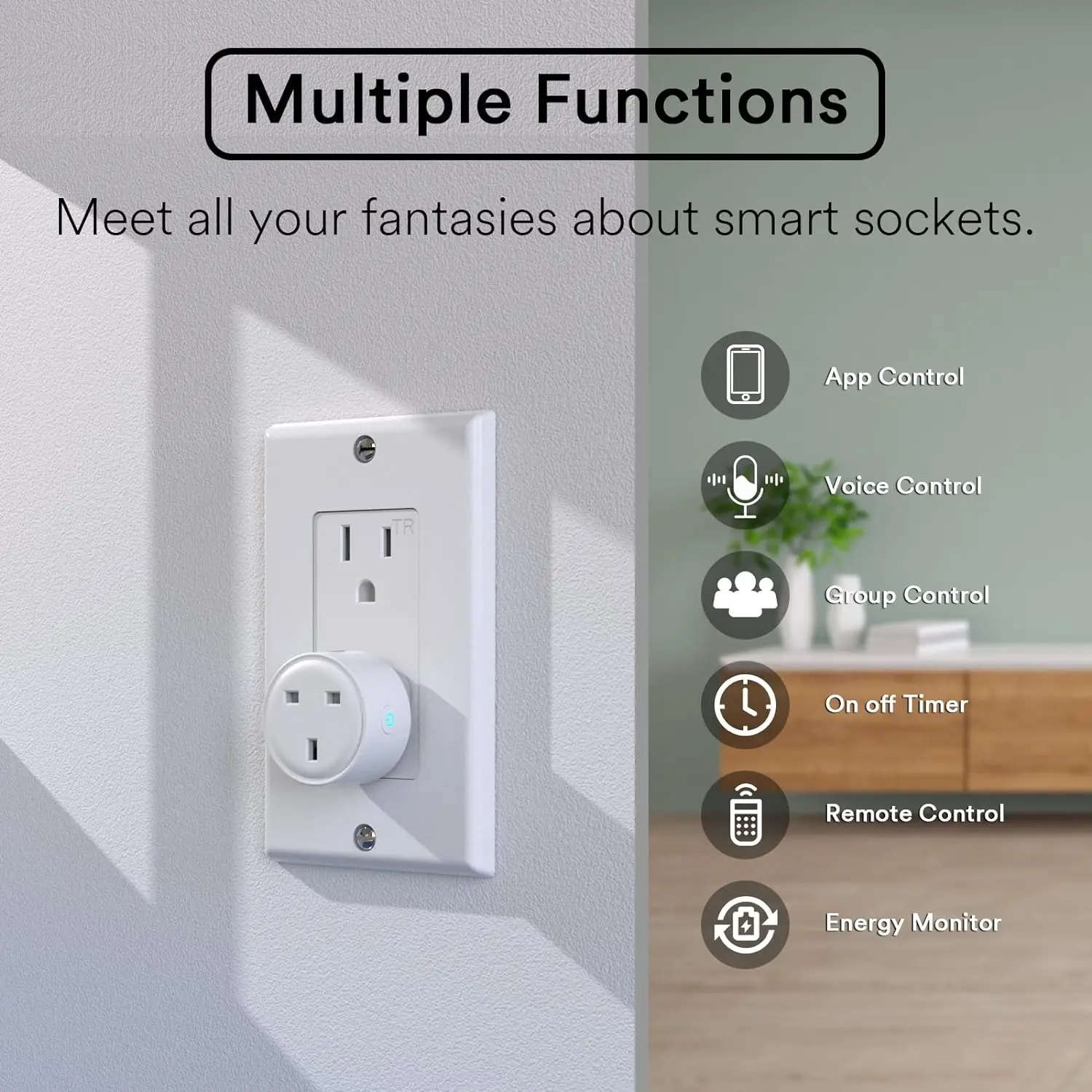 16A Tuya Mini Smart Plug Socket with Power Monitor Smart APP Remote Control WiFi Outlet Socket