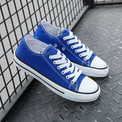 Бесплатная доставка оптовая продажа низкие кроссовки плоская Вулканизированная подошва однотонная черная белая парусиновая обувь для