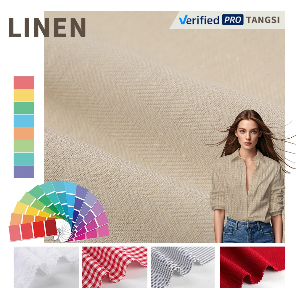 Linen Tencel Fabric High Quality New Fashion Breathable and Healthy Soft Woven Women and Men Clothing Fabric for Clothes