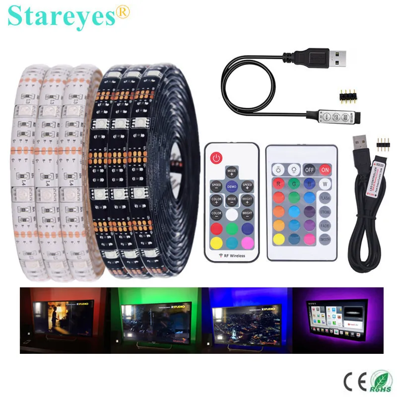 Remote 5V USB RGB LED TV Strip Light 5050 SMD Tape String Lamp Color Changing 