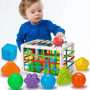 Baby Toy 1 2 Years Montessori Sensory Games for Baby 6 9 12 18 Months Shape Sorter with Textured Balls Sensory Balls Activity