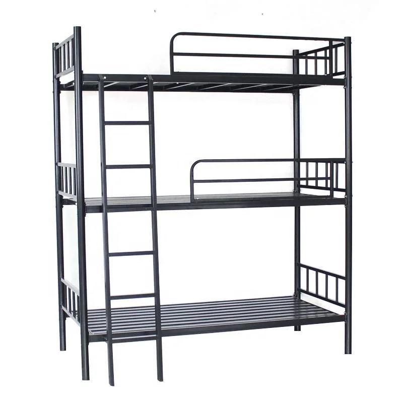 Bedroom Furniture Double Decker Bed Steel Metal Three Bunk Bed Cheap