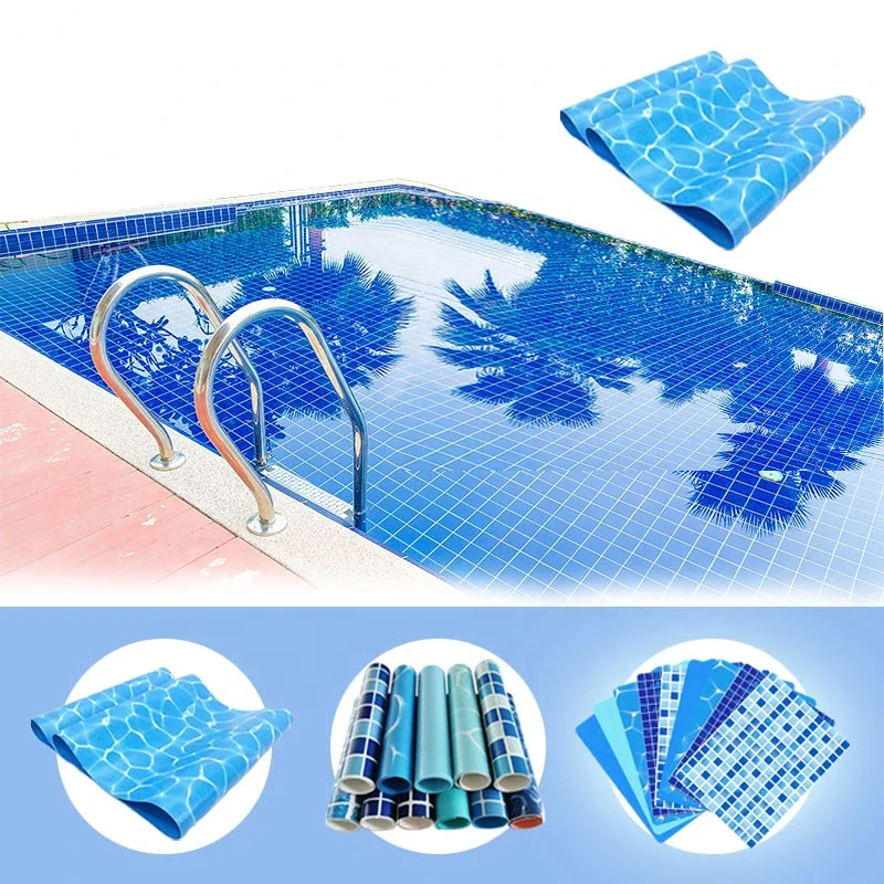 revestimiento de PVC azul marino reforzado de 1,5 mm de grosor con diseño mosaico para piscina