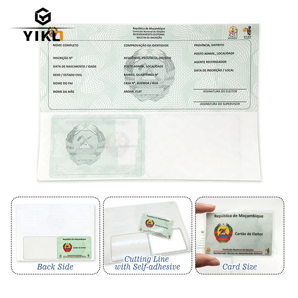 Design National Security Watermark Paper Printing Ticket Print Film Laminate Ballot Paper Card Making with Self-adhesive