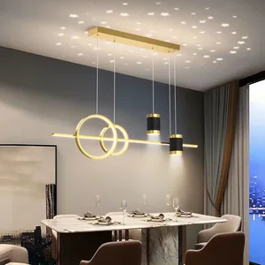 Nordic Starry Sky Ceiling Chandelier Lighting Long Linear Circle Pendant Lights Dining Table Hotel Restaurant