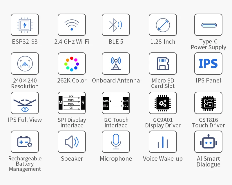 升级小智爱语音聊天机器人DeepSeek英文ESP32-S3开发板N16R8 1.28英寸液晶显示器家庭助理