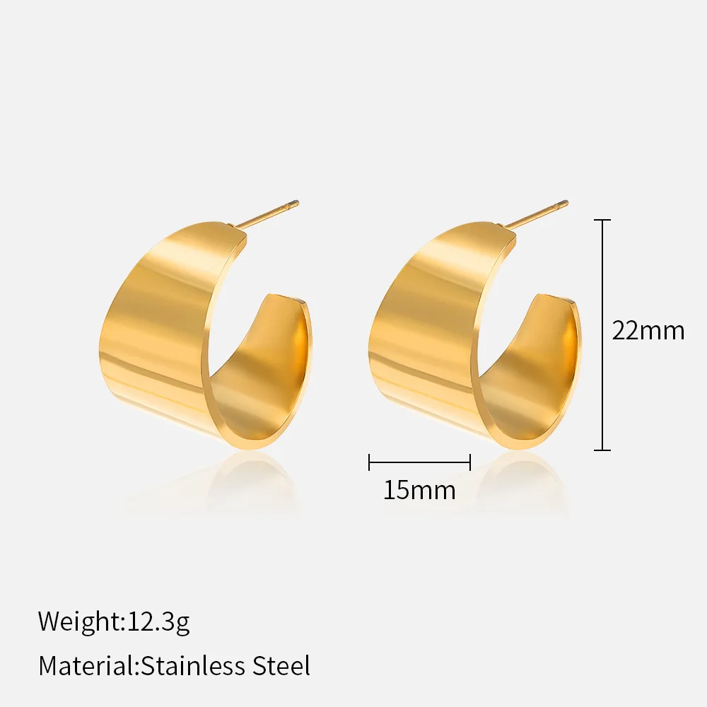 Stainless Steel Gold Color Geometric Earrings 2022 Trendy Hoop Earrings