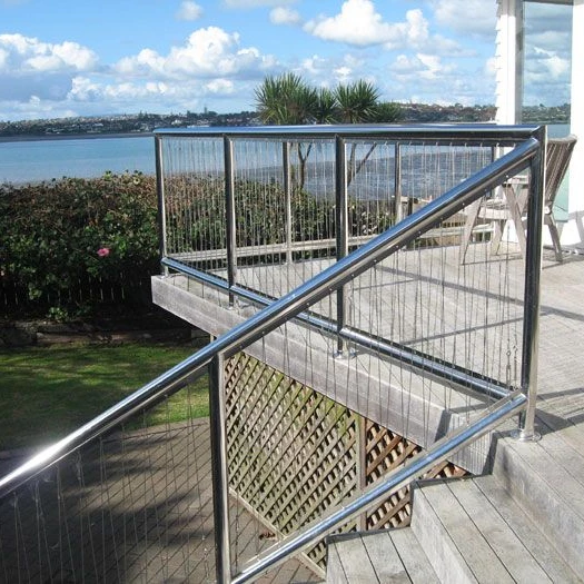 New Design Customized Exterior Brushed Stainless Steel 316 Side Mounted Cable Railing/Modern Balustrades&Handrails for Stairs