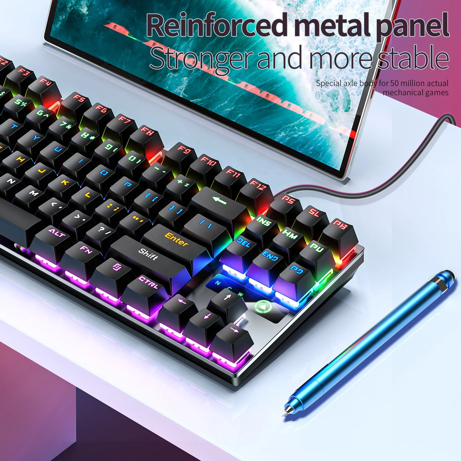 ZK3カスタマイズされたロゴメタルメカニカルゲーミングキーボード