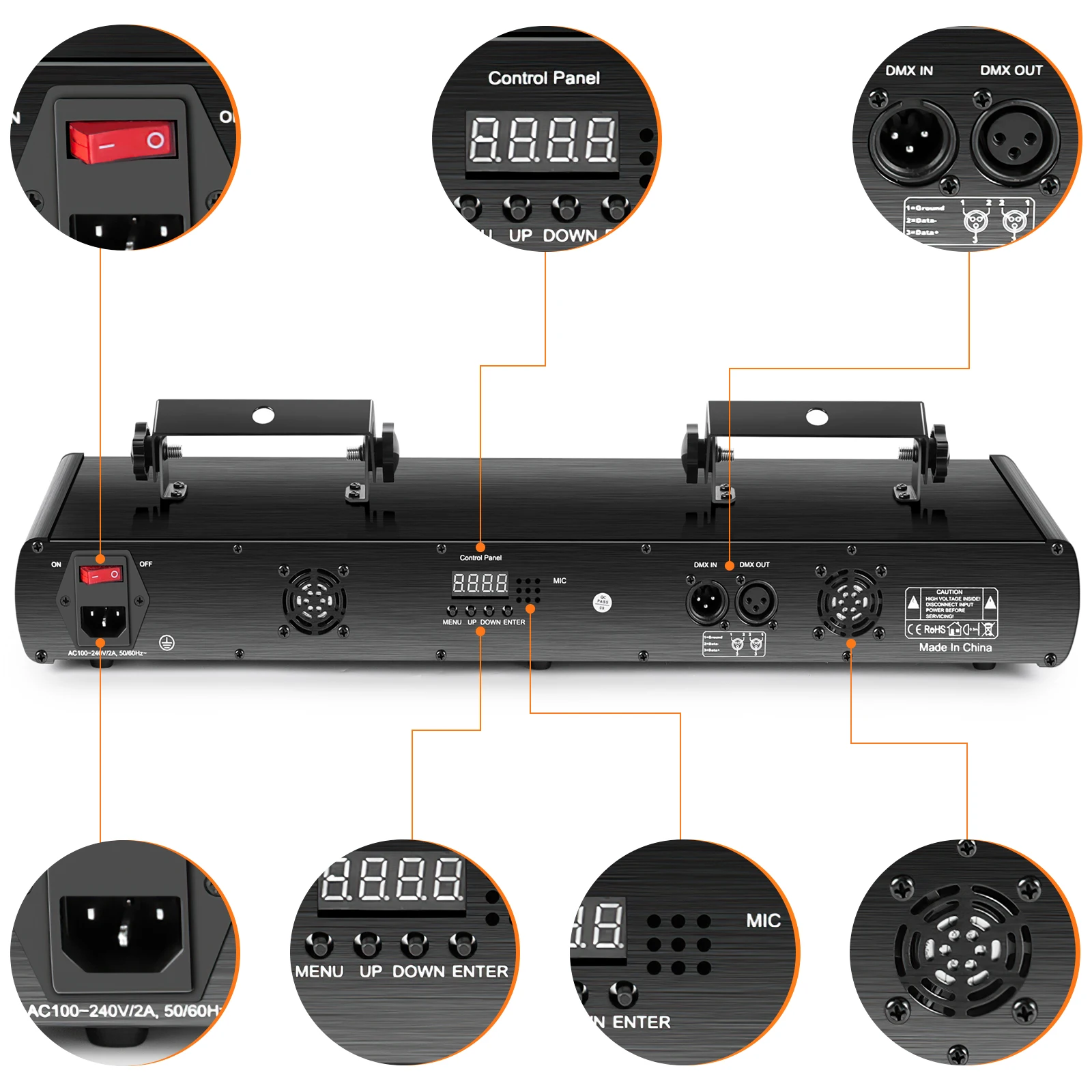 RGBYC Five-hole Laser + LED RGB Stage Light Party Beam DJ KTV Lights Pattern Projection Lazer Lamp Line Laser Lighting
