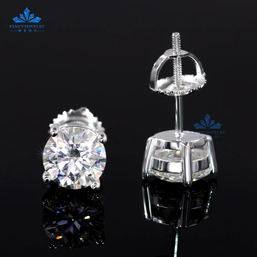 Boucles D'oreilles Clous Moissanite 1ct Ou 2ct - Certifiées GRA, Argent 925 - Unisexe
