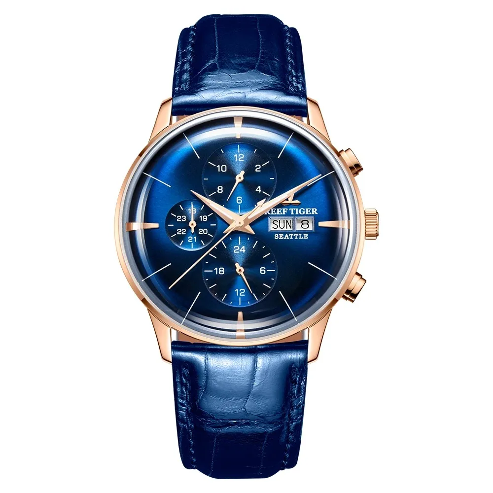 REEF TIGER RGA3059-S Rose Gold Chronograph Sport Watch for Men 