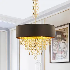 Modern Luxury Gold Cloth Ceiling Lamp Cover Hanging Pendant Light for Hotel or Home Decor Interior Design