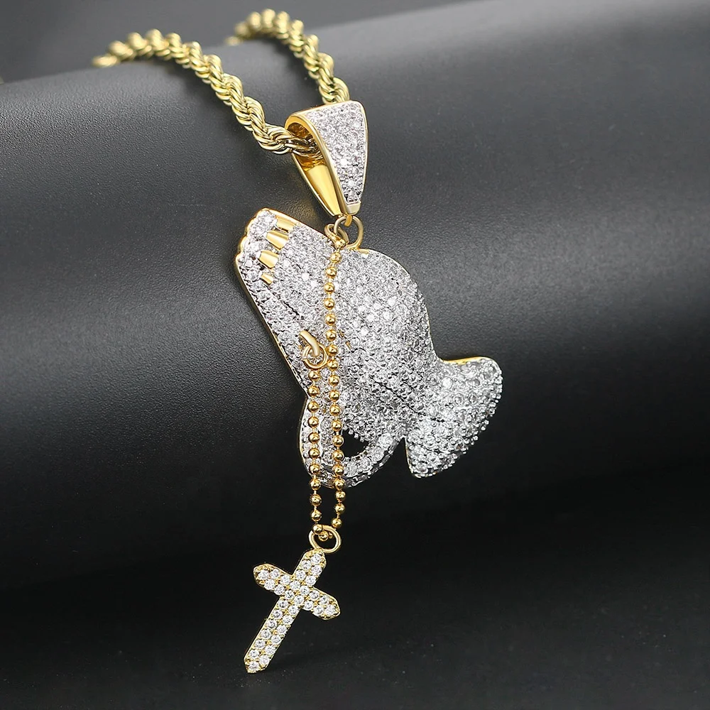 Religious Christian Jewelry Iced Out 5a Zircon Hip Hop Praying Hand Necklace With Cross Pendant Ohp016 Buy Praying Hands Necklace Christian Jesus Praying Cross Necklace Praying Necklace Product On Alibaba Com