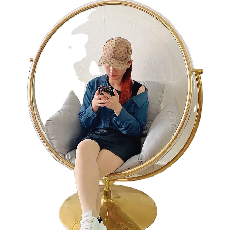 Funny Pink Acrylic Ball Swing Modern Egg Chair for Kids