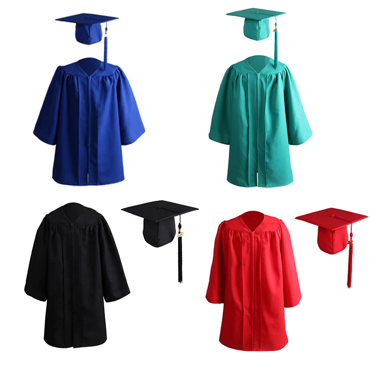Shiny Child Gown And Caps Kids Uniform Graduation Gown Preschool